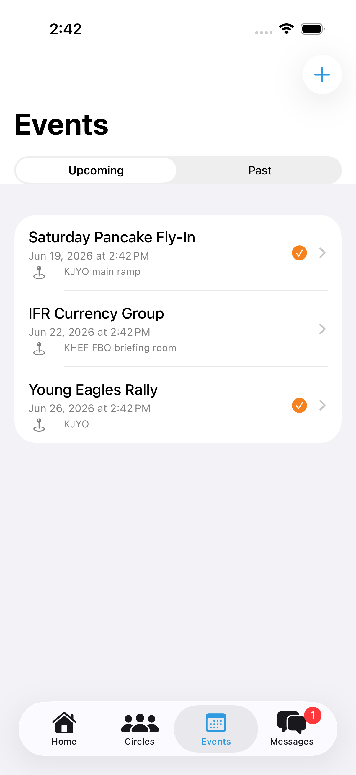 RampMeet events list with fly-outs and meetups